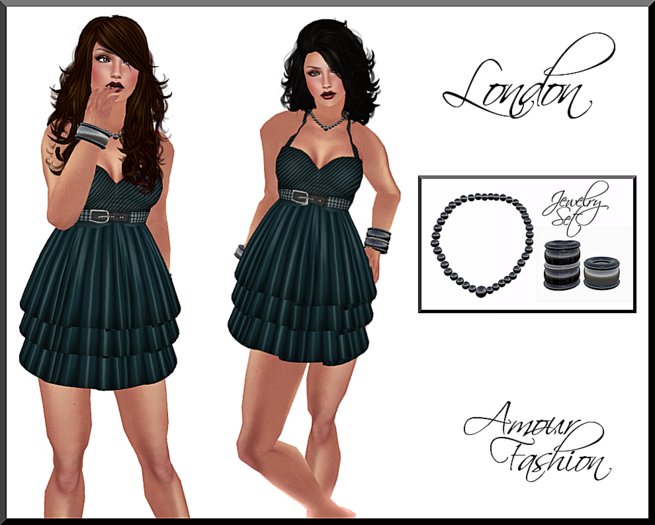 ✦ CLEARANCE✦ Amour Fashion - London Dress - Teal/Black