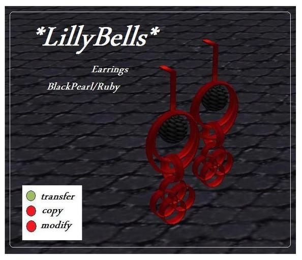 *LillyBells*  earrings Ruby/BlackPearl