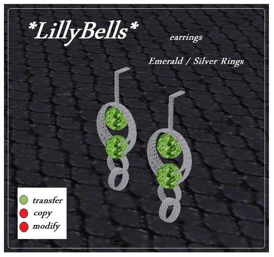 *LillyBells*  earrings  Emerald Silver
