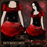 [Mesh] =^.^= Curious Kitties - [Limited Edition] Halloween Batty Buckle Dress - Red