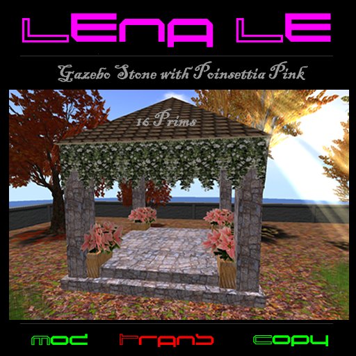 Gazebo Stone with Poinsettia Pink