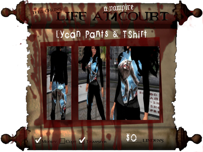 LYCAN SHIRT AND PANTs