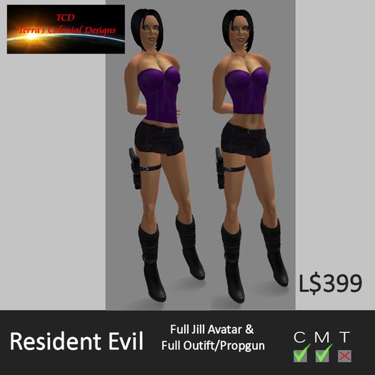 Second Life Marketplace - Resident Evil Outfit Full Jill