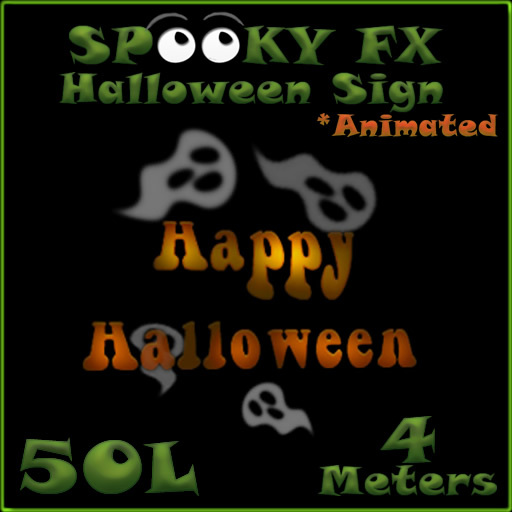 Particle FX Effect - Animated Halloween Ghost Sign by Drake FULL PERM Script and Texture UUID-  Halloween Decoration