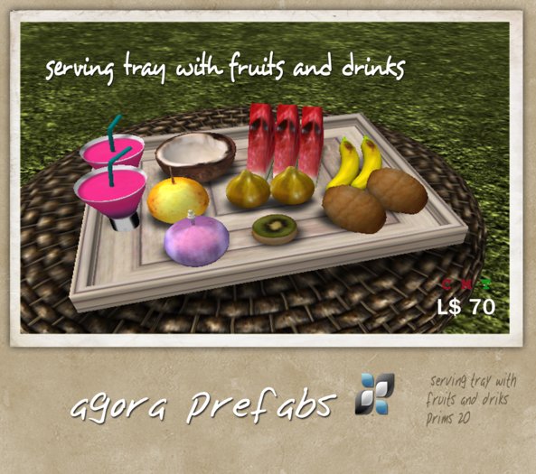 Agora prefabs-  serving tray with fruits and drinks
