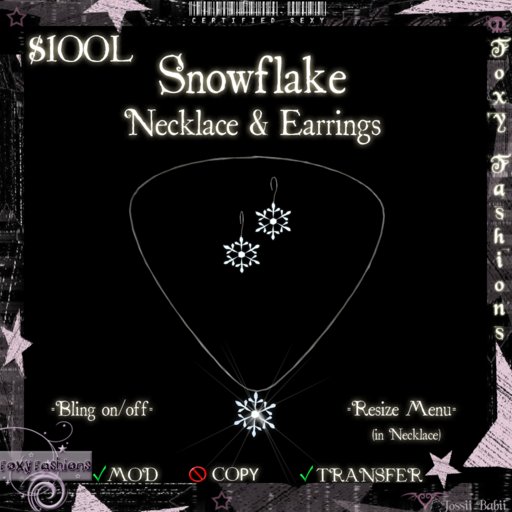 ::Foxy Fashions:: Snowflake Necklace & Earrings