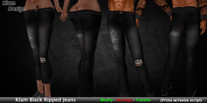 !Klam Black Ripped Jeans - Klam Design