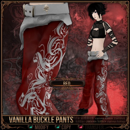 [Mesh] =^.^= Curious Kitties - Vanilla Buckle Pants - Red 