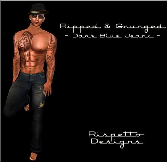 Rispetto Designs - Dark Blue Ripped & Grunged/Trashed Denim