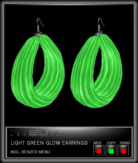 .::BeautyCode::. Light Green Glow Earrings