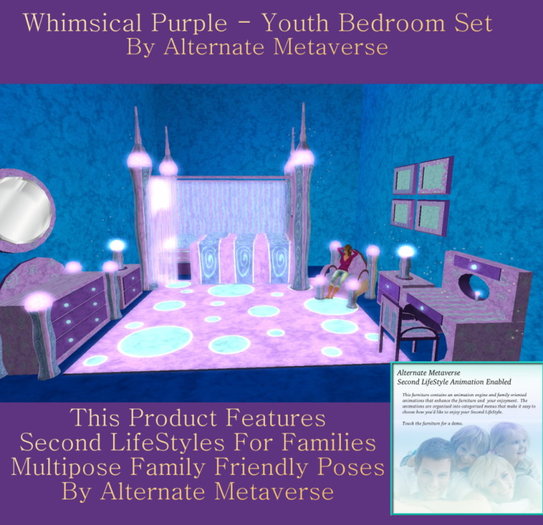 AMV Whimsical Purple Youth Bedroom Set 