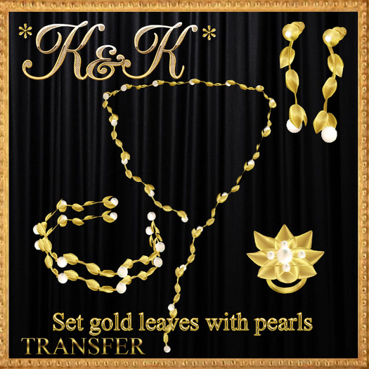 *K&K*Set gold leaves with pearls