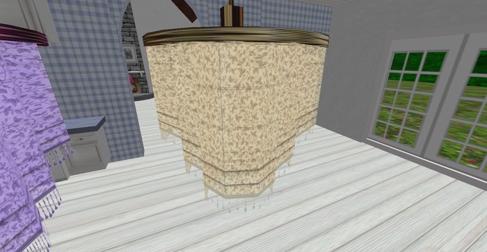 ALMOST FREE! WHIMSY BEIGE HANGING LAMP WITH FRINGE-COPY MOD
