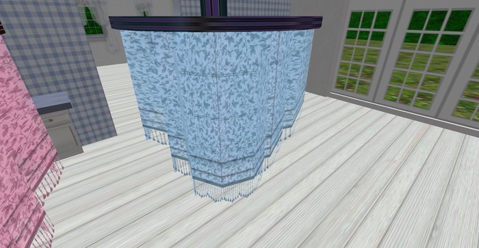 ALMOST FREE! WHIMSY BLUE HANGING LAMP WITH FRINGE-COPY MOD