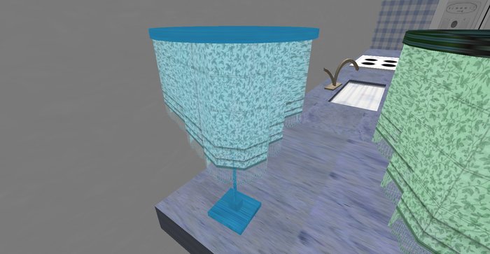 ALMOST FREE! WHIMSY AQUA TABLE LAMP WITH FRINGE-COPY MOD
