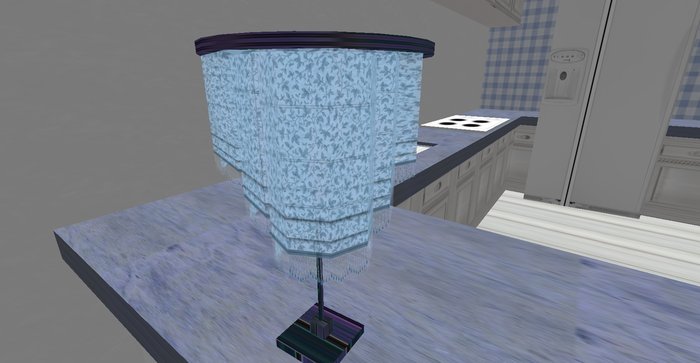 ALMOST FREE! WHIMSY BLUE TABLE LAMP WITH FRINGE-COPY MOD