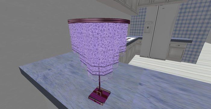 ALMOST FREE! WHIMSY LILAC TABLE LAMP WITH FRINGE-COPY MOD