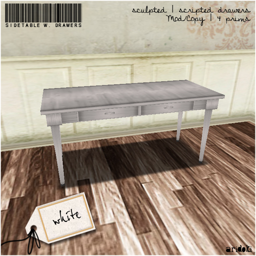 White Side Table w/ Drawers