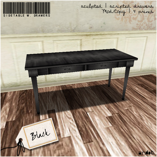 Black Side Table w/ Drawers
