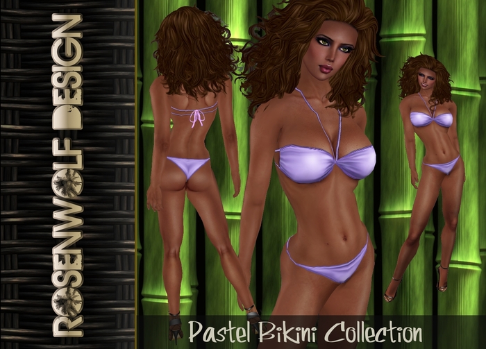 NEW Rosenwolf Design Gathered/High Cut Bikini - Soft Purple