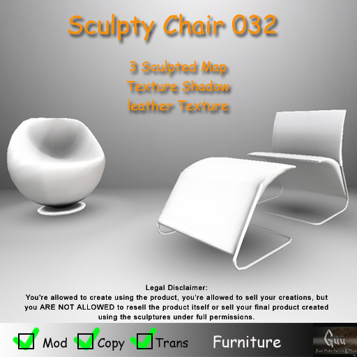 -=((Guu))=- Sculpty Chair 032  Furniture [BOXED] / SCULPT MAP FULL PERMS