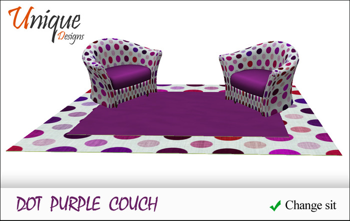 dot purple couch set