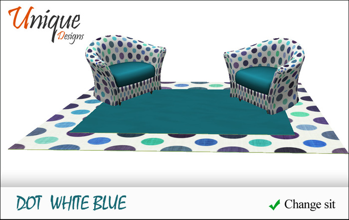 dot white blue couch set