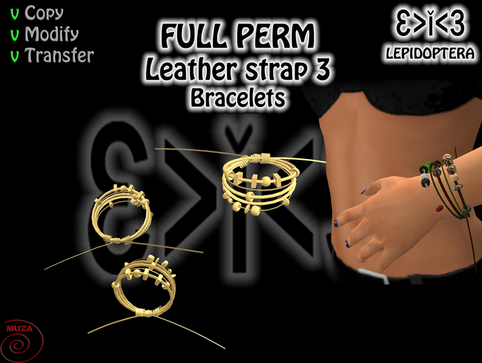 }>i<{ Leather Strap Bracelets3 FULL PERM