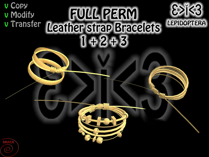 }>i<{ Leather Strap Bracelets1+2+3 FULL PERM