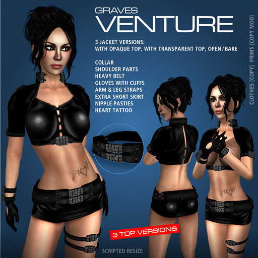 GRAVES Venture - black leather Jacket with Mini Dress