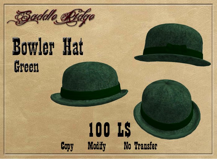 Second Life Marketplace - [SR] Bowler Hat - Green