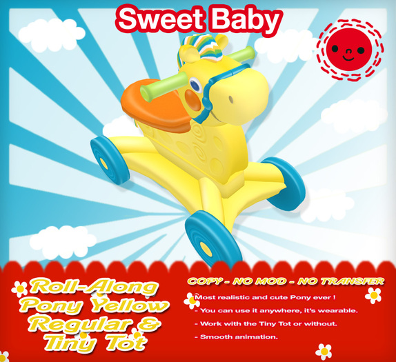 Sweet Baby - Roll-Along Pony Yellow Regular & Tiny Tot