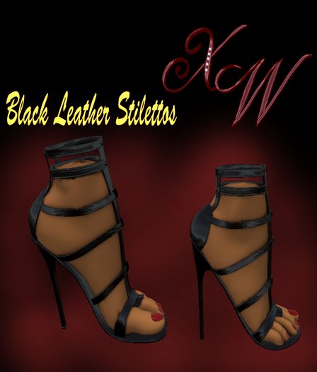 Black Leather Stilettos (boxed)