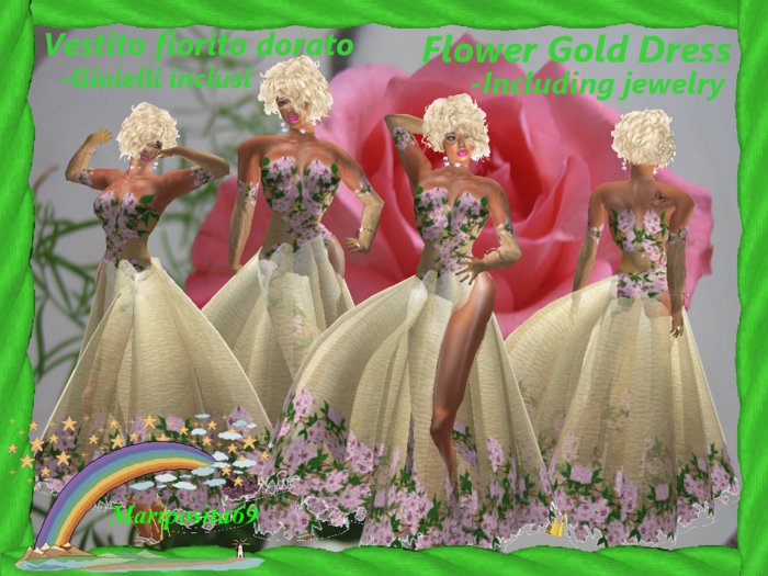 Flower Gold Dress 