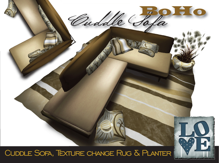 !!!PROMO PRICE!!! BoHo Couples cuddle sofa with texture change rug and planter