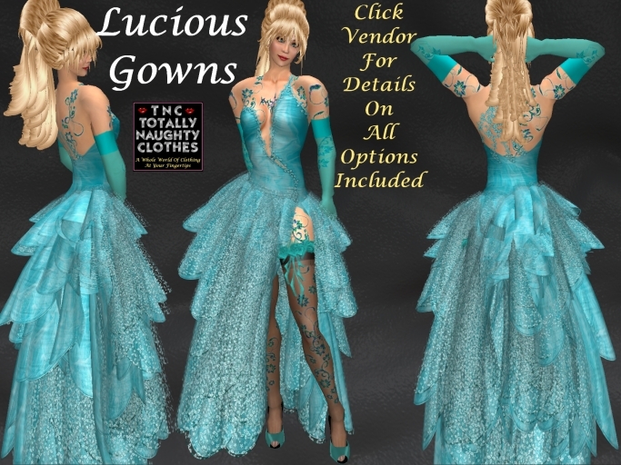 TNC Lucious Gown - Cyan & Teal