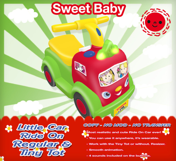 Sweet Baby - Little Car Ride On Regular & Tiny Tot "Green"