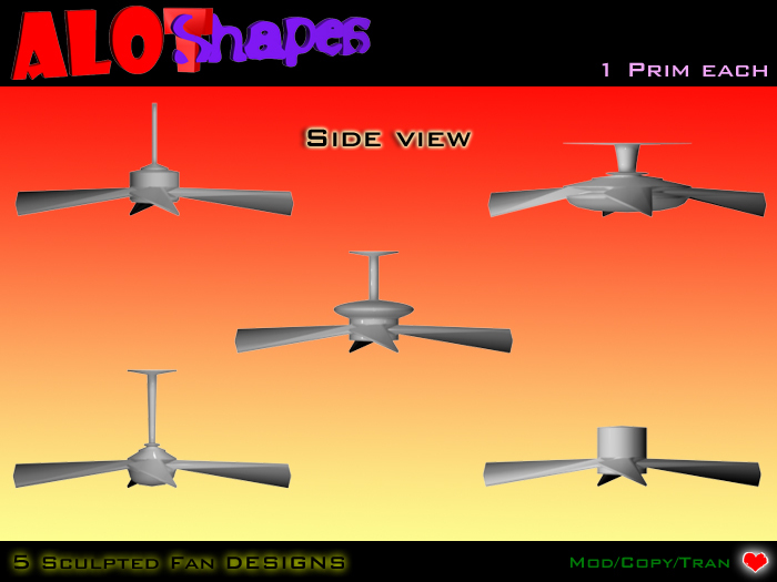 FULLPERM - 5 Sculpted Fan Shapes - Alota! /  PACK