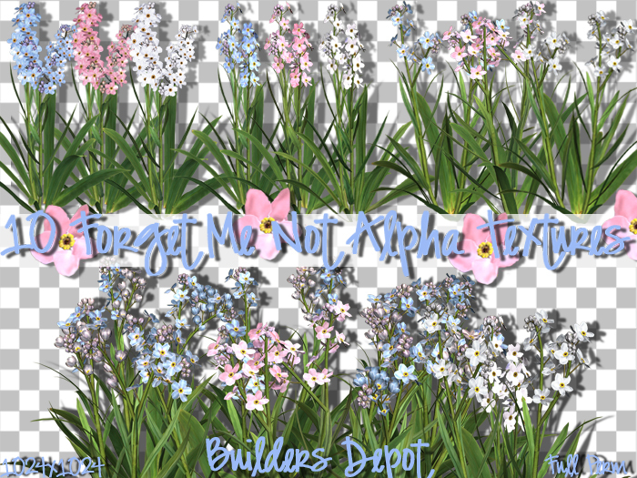 FULL PERM 10 Forget Me Not Flower Alpha Textures