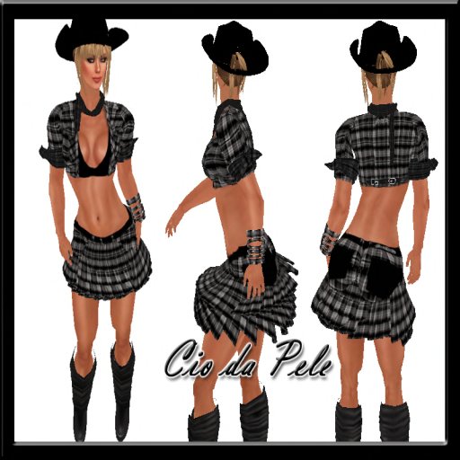 CONJUNTO XADREX PRETO SAIA