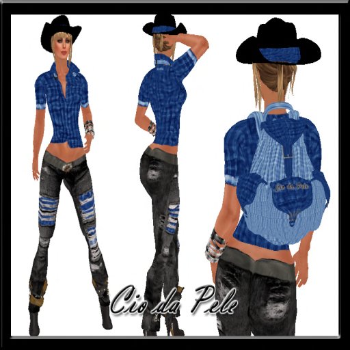CONJUNTO CIO DA PELE AZUL XADREX COM MOCHILA