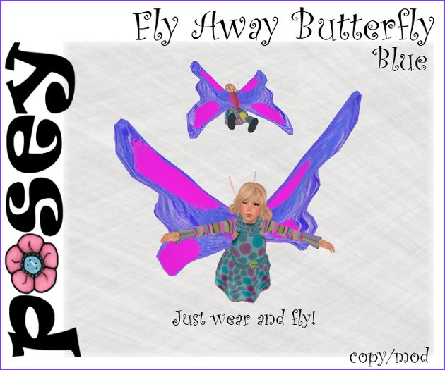 ~Posey~ Fly Away Butterfly Blue