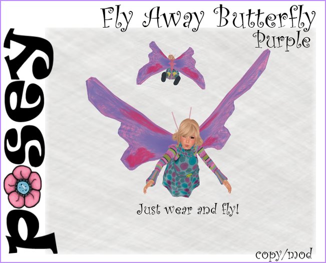 ~Posey~ Fly Away Butterfly Purple