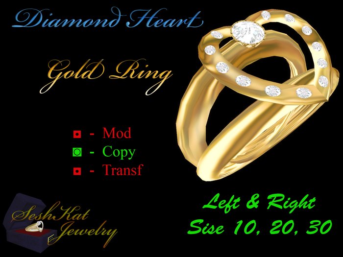 Diamond Heart Gold ring (box)