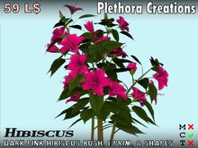 Hibiscus bush dark pink, 1 sculpted prim, 8 shapes, 3 sizes