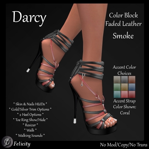 *Felicity* Darcy Stilettos - Smoke Color Block High Heels Strappy Sandals (Shoes with 2 Heel Sizes)