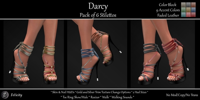*Felicity* Darcy Stilettos - Pack of 6 Color Block High Heels Strappy Sandals (Shoes with 2 Heel Sizes) Faded Leather