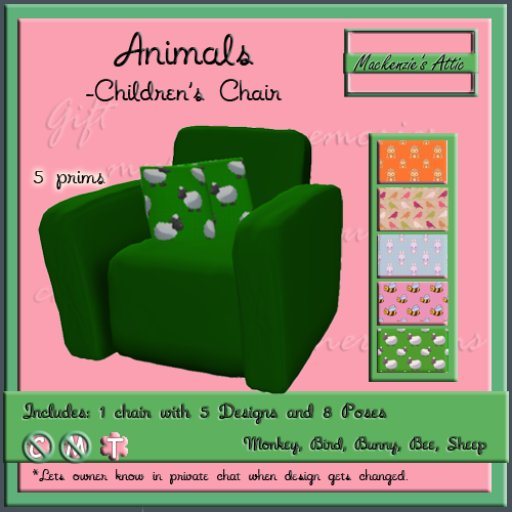 [M.A.] Children's Chair -Animals  [Boxed]
