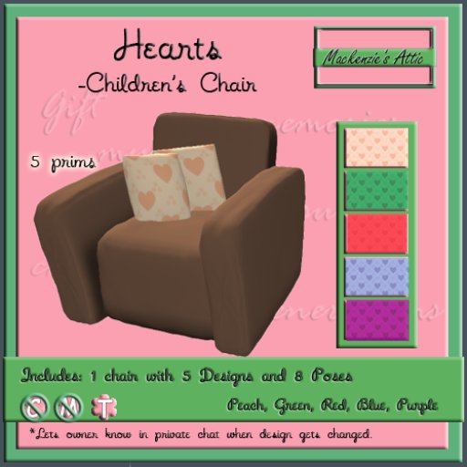 [M.A.] Children's Chair -Hearts  [Boxed]