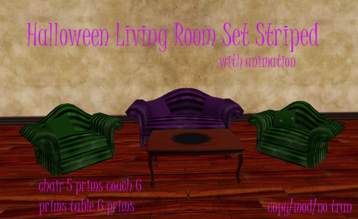 Halloween Living Room Set Striped